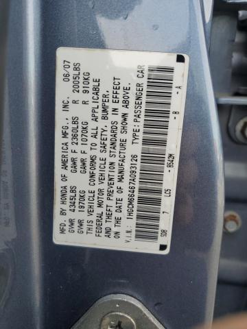 1HGCM66467A093126 - 2007 HONDA ACCORD SE BLUE photo 12