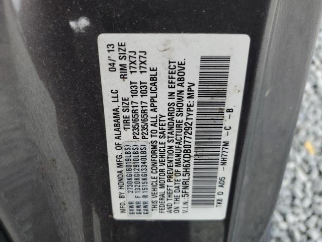 5FNRL5H6XDB077292 - 2013 HONDA ODYSSEY EXL GRAY photo 13