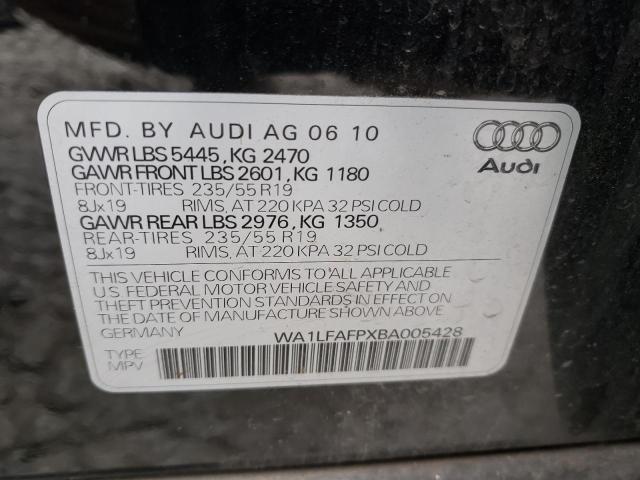 WA1LFAFPXBA005428 - 2011 AUDI Q5 PREMIUM PLUS BLACK photo 12