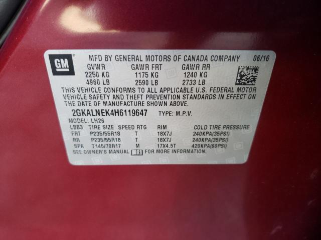 2GKALNEK4H6119647 - 2017 GMC TERRAIN SLE RED photo 14