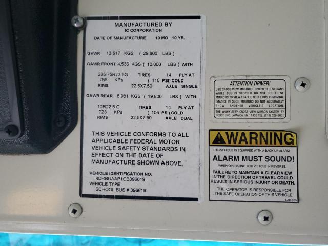 4DRBUAAP1CB396619 - 2012 IC CORPORATION 3000 CE WHITE photo 10