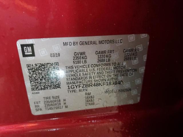 1GYFZBR48KF183840 - 2019 CADILLAC XT4 LUXURY RED photo 12