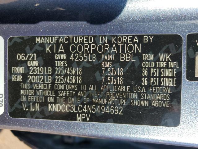 KNDCC3LC4N5494692 - 2022 KIA NIRO TOURING SPECIAL EDITION BLUE photo 12