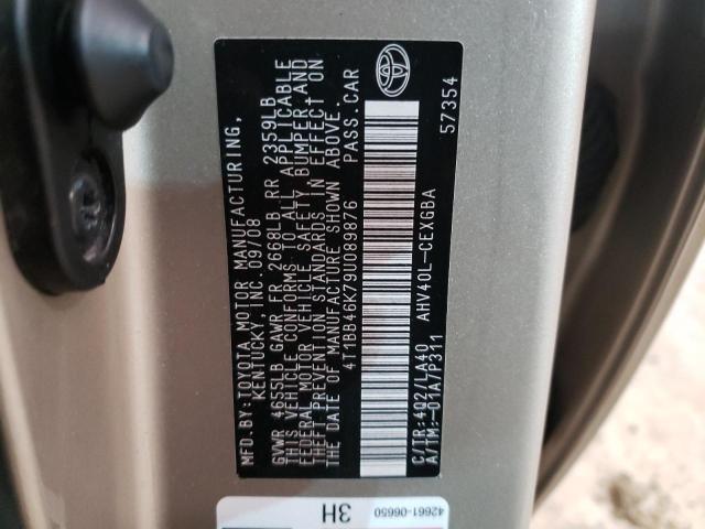 4T1BB46K79U089876 - 2009 TOYOTA CAMRY HYBRID GOLD photo 12