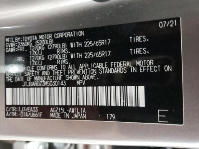 JTJDARDZ3M5030143 - 2021 LEXUS NX 300 BASE ვერცხლისფერი ფოტო 14