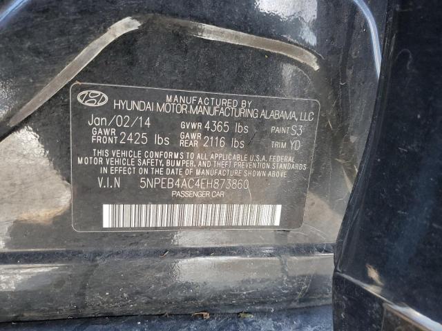 5NPEB4AC4EH873860 - 2014 HYUNDAI SONATA GLS BLACK photo 12