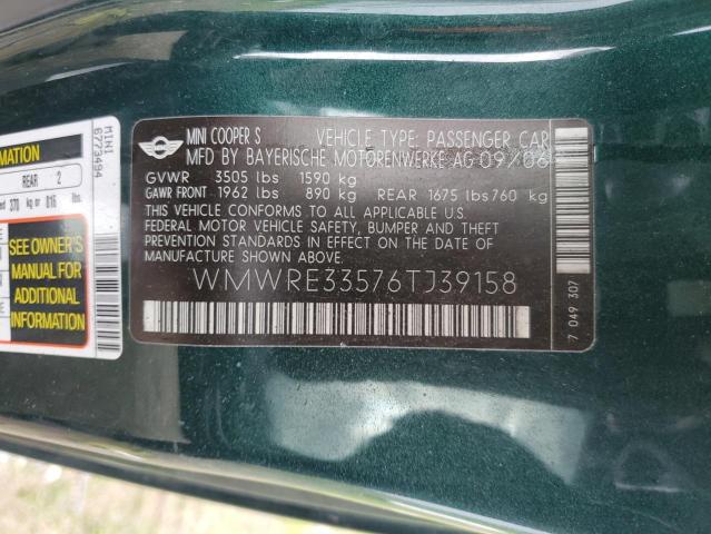 WMWRE33576TJ39158 - 2006 MINI COOPER S GREEN photo 12