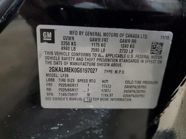 2GKALMEK0G6197027 - 2016 GMC TERRAIN SLE BLACK photo 12