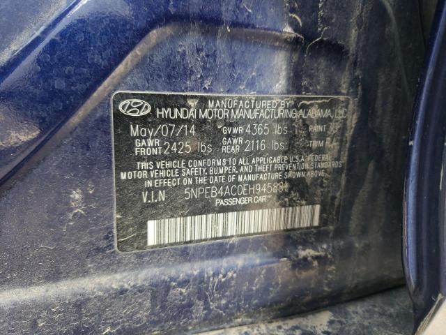 5NPEB4AC0EH945881 - 2014 HYUNDAI SONATA GLS BLUE photo 12