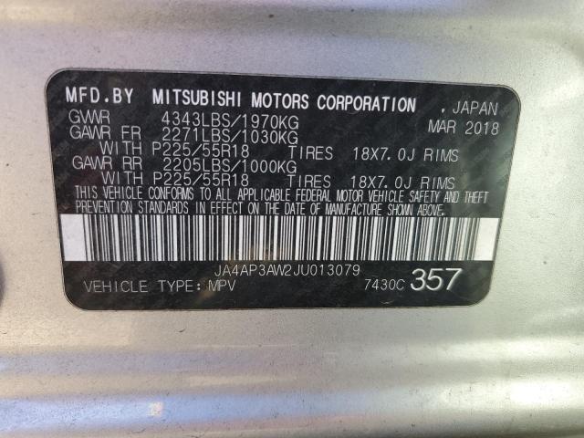 JA4AP3AW2JU013079 - 2018 MITSUBISHI OUTLANDER ES SILVER photo 12