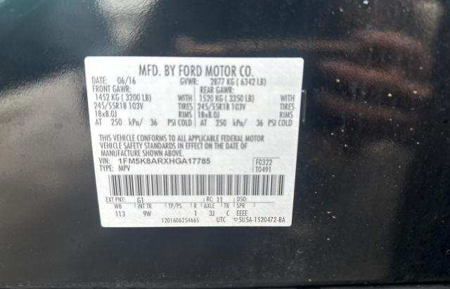 1FM5K8ARXHGA17785 - 2017 FORD EXPLORER POLICE INTERCEPTOR Schwarz Foto 10