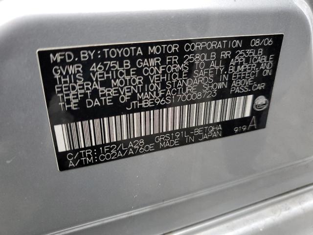 JTHBE96S170008723 - 2007 LEXUS GS 350 SILVER photo 12