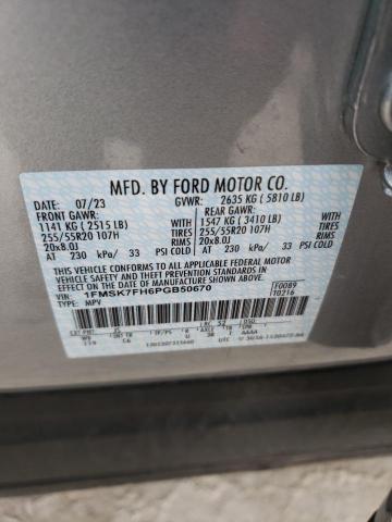 1FMSK7FH6PGB50670 - 2023 FORD EXPLORER LIMITED SILVER photo 13