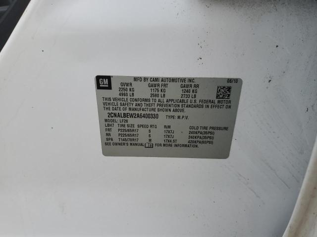 2CNALBEW2A6400330 - 2010 CHEVROLET EQUINOX LS WHITE photo 13