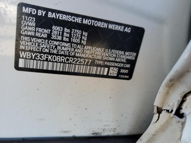 WBY33FK08RCR22577 - 2024 BMW I5 EDRIVE 40 WHITE photo 12