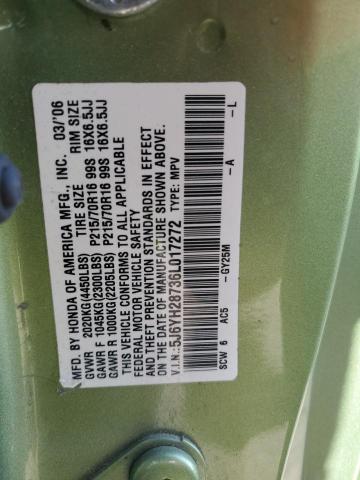 5J6YH28736L017272 - 2006 HONDA ELEMENT EX GREEN photo 12