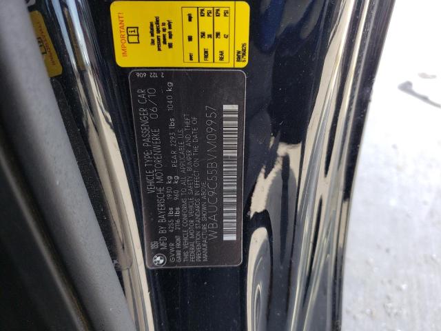 WBAUC9C55BVM09957 - 2011 BMW 1 SERIES I BLACK photo 12