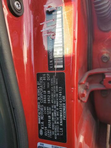KNADM4A35E6374613 - 2014 KIA RIO LX RED photo 13