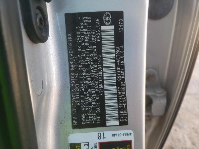 4T1BK1EBXDU011455 - 2013 TOYOTA AVALON BASE 灰色 照片 12