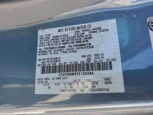 1ZVFT80N955133486 - 2005 FORD MUSTANG BLUE photo 12