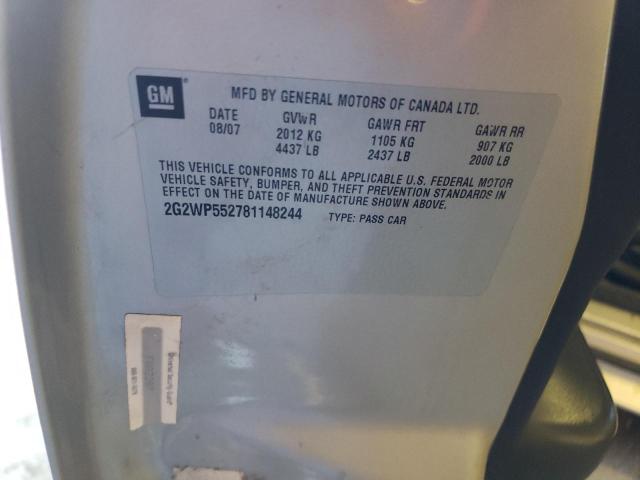 2G2WP552781148244 - 2008 PONTIAC GRAND PRIX 银色 照片 12