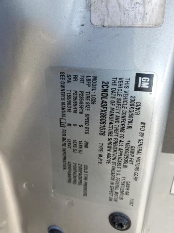 2CNDL43FX86061578 - 2008 CHEVROLET EQUINOX LT SILVER photo 12