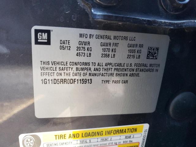 1G11D5RR0DF115913 - 2013 CHEVROLET MALIBU 1LT BLACK photo 12