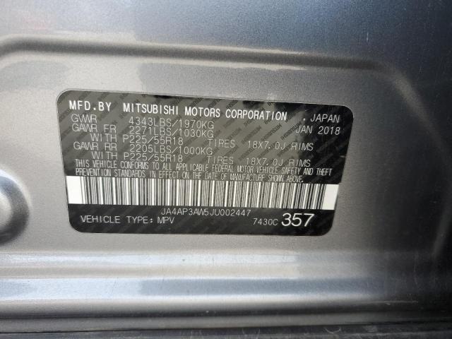 JA4AP3AW5JU002447 - 2018 MITSUBISHI OUTLANDER ES SILVER photo 12