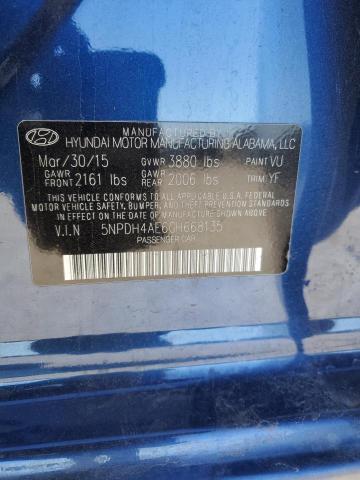 5NPDH4AE6GH668135 - 2016 HYUNDAI ELANTRA SE BLUE photo 12