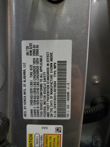 5FNYF8H51LB019534 - 2020 HONDA PASSPORT EXL ვერცხლისფერი ფოტო 12