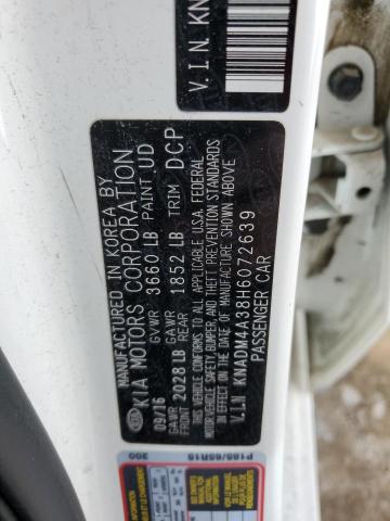 KNADM4A38H6072639 - 2017 KIA RIO LX WHITE photo 13