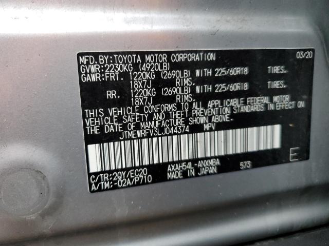 JTMEWRFV3LJ044374 - 2020 TOYOTA RAV4 XSE SILVER photo 12