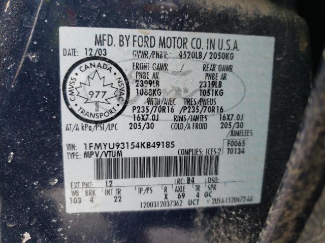 1FMYU93154KB49185 - 2004 FORD ESCAPE XLT BLACK photo 13