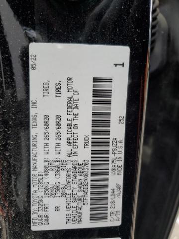 5TFMA5DB2NX033703 - 2022 TOYOTA TUNDRA CREWMAX PLATINUM 黑色 照片 12