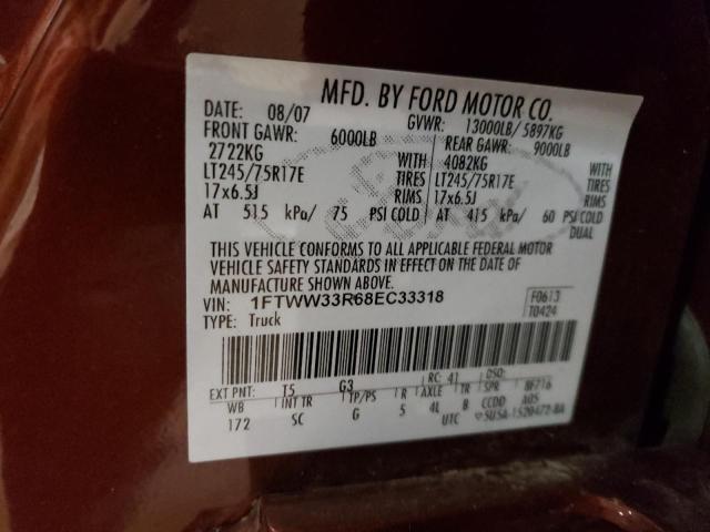 1FTWW33R68EC33318 - 2008 FORD F350 SUPER DUTY BROWN photo 13