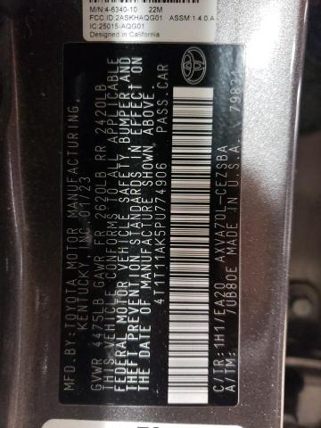 4T1T11AK5PU774906 - 2023 TOYOTA CAMRY SE NIGHT SHADE GRAY photo 12