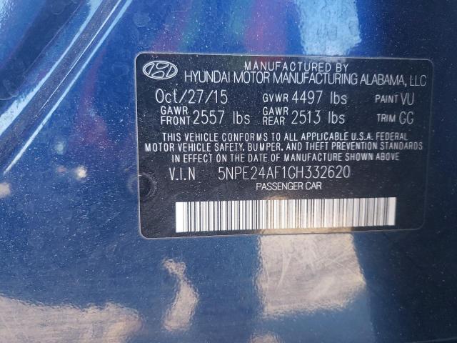 5NPE24AF1GH332620 - 2016 HYUNDAI SONATA SE BLUE photo 12