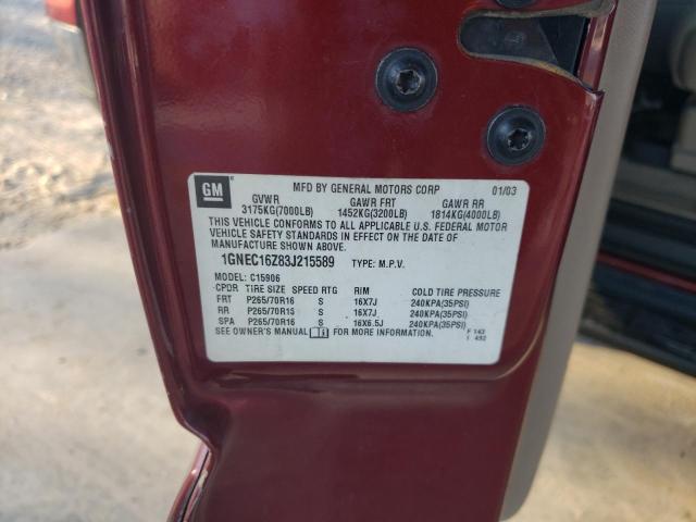 1GNEC16Z83J215589 - 2003 CHEVROLET SUBURBAN C1500 MAROON photo 13