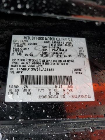 1FMRU13W34LA38162 - 2004 FORD EXPEDITION XLS BLACK photo 13