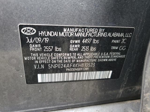 5NPE24AF4KH810523 - 2019 HYUNDAI SONATA SE GRAY photo 12