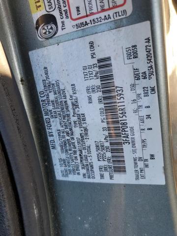 3FAFP08156R115937 - 2006 FORD FUSION SEL GRAY photo 13