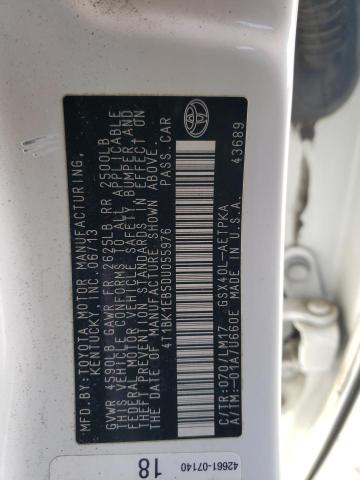 4T1BK1EB5DU055976 - 2013 TOYOTA AVALON BASE 白色 照片 12