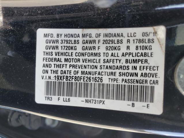 19XFB2F80FE261626 - 2015 HONDA CIVIC EX BLACK photo 12