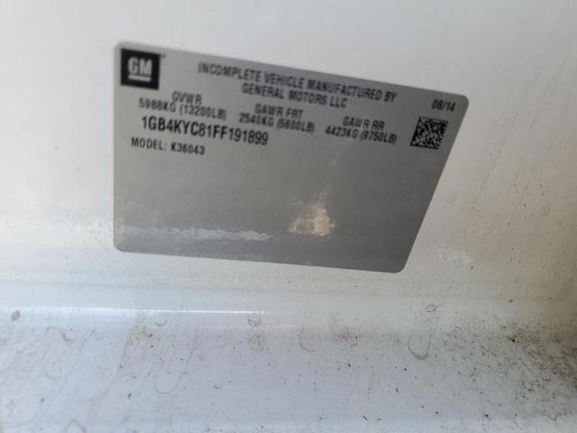 1GB4KYC81FF191899 - 2015 CHEVROLET MARINE LOT K3500 WHITE photo 10