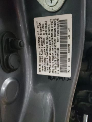 19XFB2F97CE039198 - 2012 HONDA CIVIC EXL ვერცხლისფერი ფოტო 12
