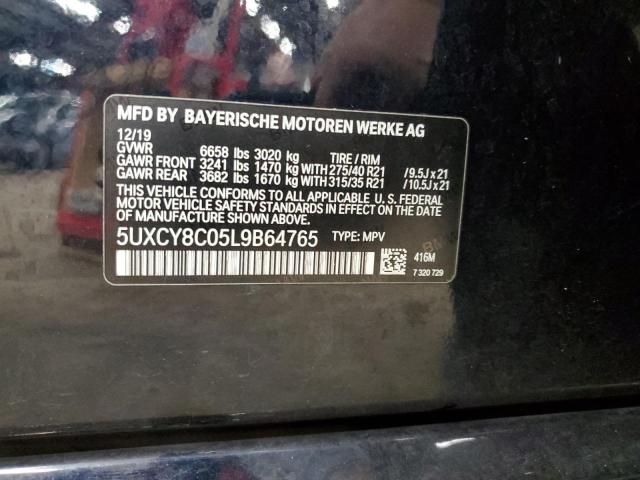 5UXCY8C05L9B64765 - 2020 BMW X6 M50I BLACK photo 12