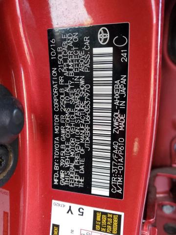 JTDKBRFU6H3537970 - 2017 TOYOTA PRIUS RED photo 12