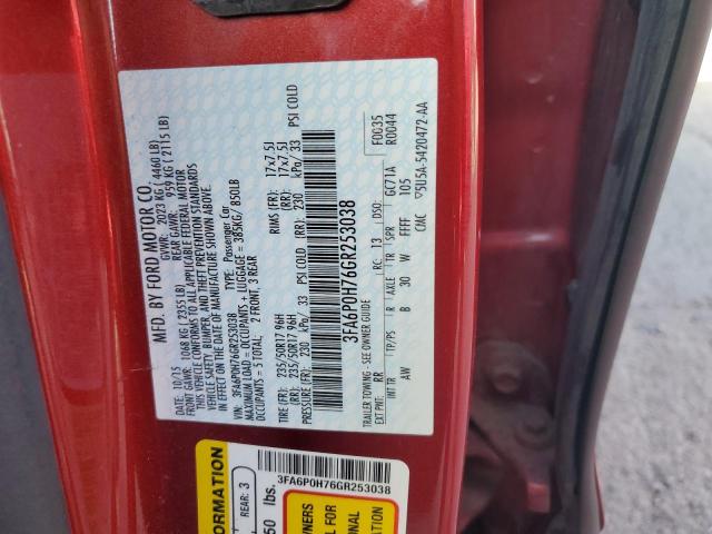 3FA6P0H76GR253038 - 2016 FORD FUSION SE RED photo 12