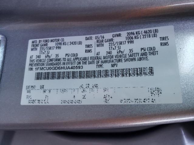 1FMCU0GD6HUA40593 - 2017 FORD ESCAPE SE SILVER photo 13