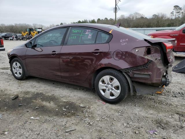 3KPFK4A76HE081662 - 2017 KIA FORTE LX MAROON photo 2